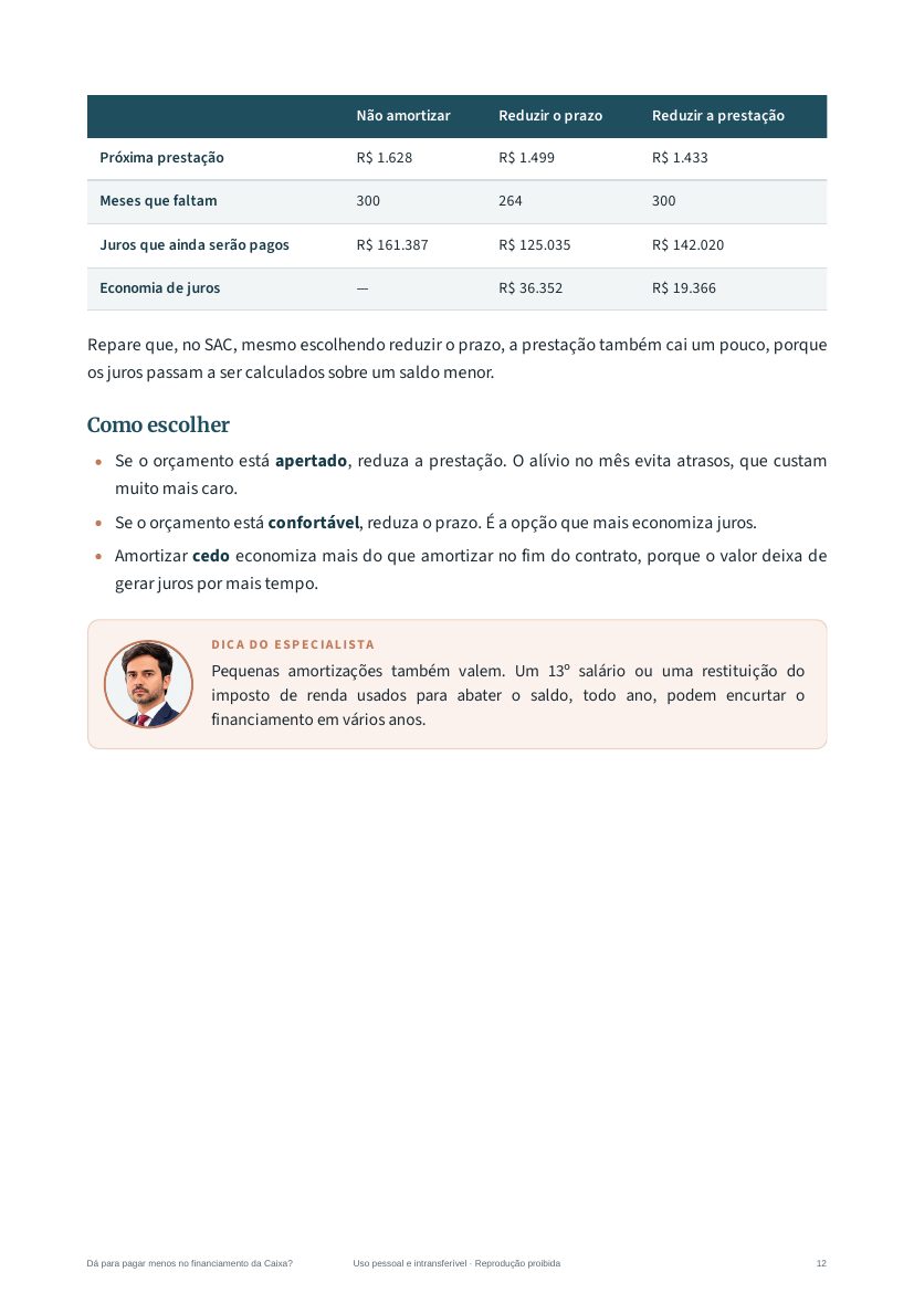 Página do guia sobre reduzir o prazo ou a prestação